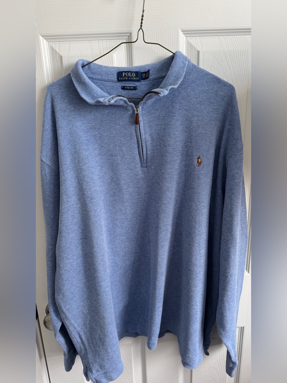 Polo Ralph Lauren - Men’s 2XB - Light Blue Quarter Zip - Estate Rib